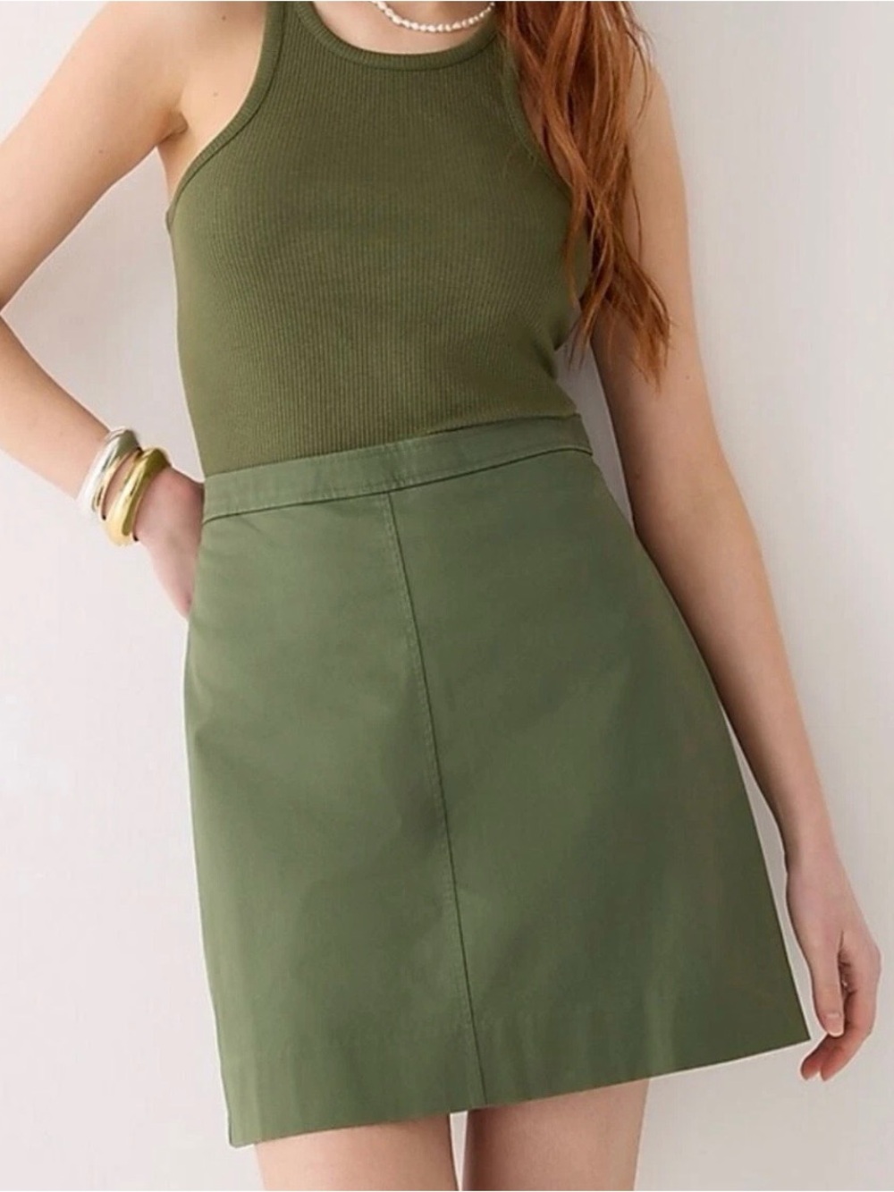 J. Crew Olive Green A-Line Mini Skirt business office wear NWT cute trendy